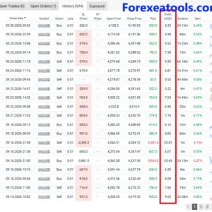 Mon Scalper profit showing daily
